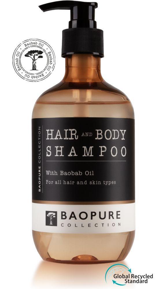 Haut- und Haarshampoo mit hochwertigem Baobab-Öl im 475 ml nachfüllbaren Pumpspender