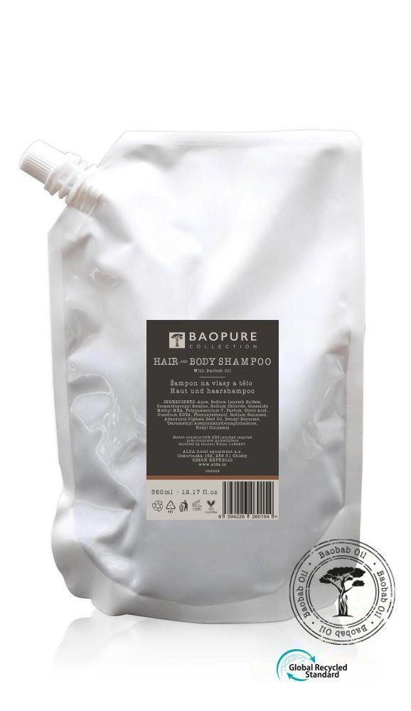 Haut- und Haarshampoo mit hochwertigem Baobab-Öl, Nachfüllbeutel 360 ml